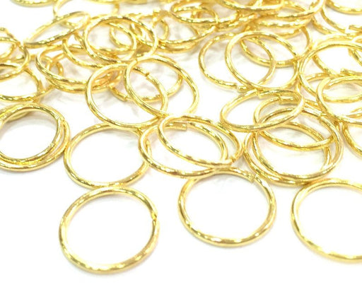 20 Pcs (14 mm) Gold Plated Brass strong jump ring , Findings G4560