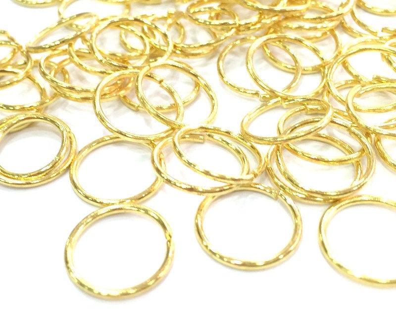 20 Shiny Gold jumpring 24k Gold Brass Strong jumpring Findings (14 mm)  G4560