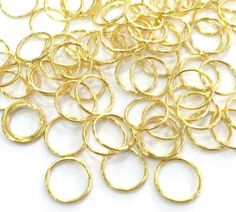 20 Shiny Gold jumpring 24k Gold Brass Strong jumpring Findings (14 mm)  G4560