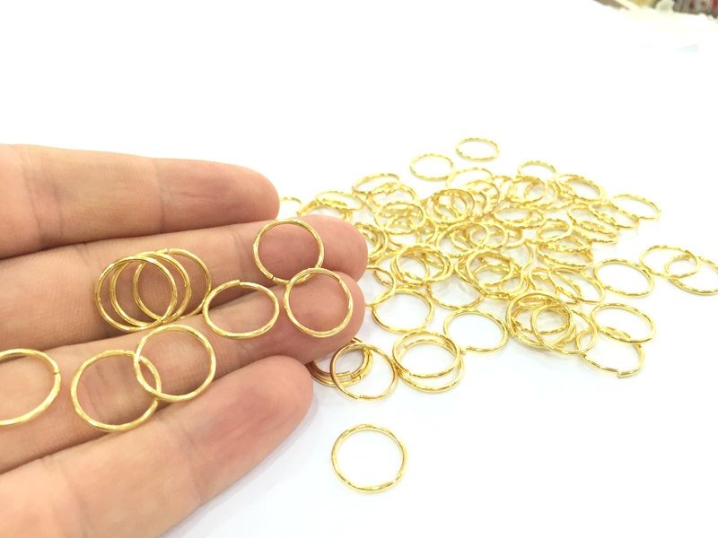 20 Pcs (14 mm) Gold Plated Brass strong jump ring , Findings G4560