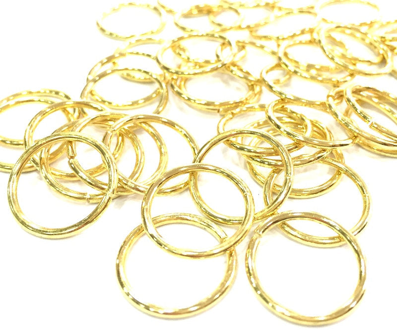 10 Pcs (18 mm) Gold Plated Brass strong jump ring , Findings G4562