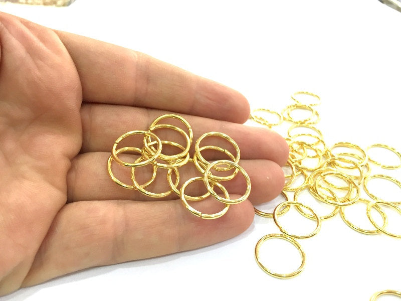 10 Pcs (18 mm) Shiny Gold jumpring 24k Gold Brass Strong jumpring Findings G4562