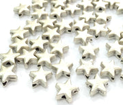 10 Star Beads Antique Silver Plated Metal Star Beads (7 mm)  G4566