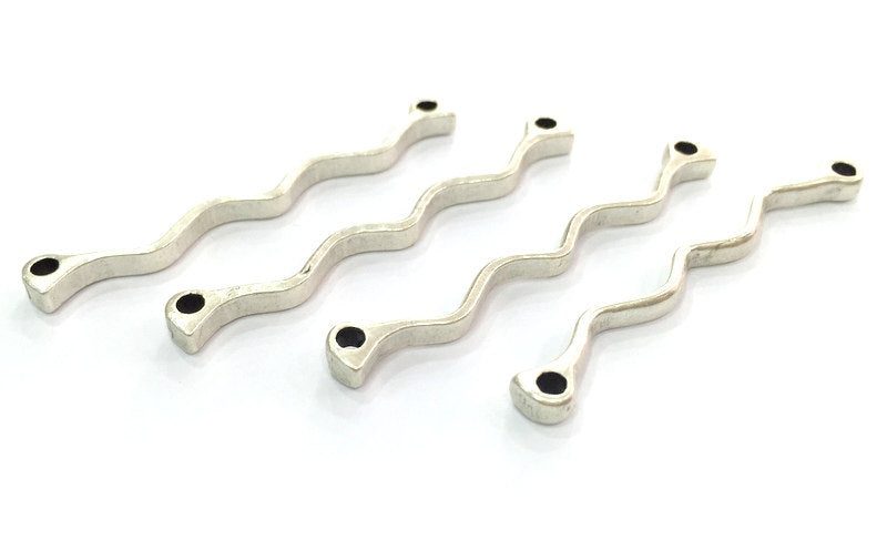 4 Pcs (50x4mm) Antique Silver Plated Metal Connector Findings  G14388