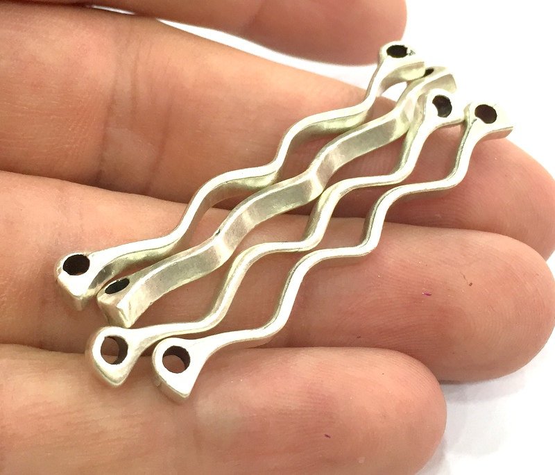 4 Pcs (50x4mm) Antique Silver Plated Metal Connector Findings  G14388