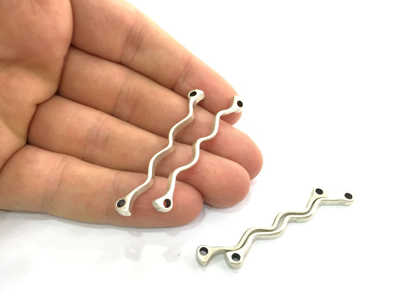 4 Pcs (50x4mm) Antique Silver Plated Metal Connector Findings  G14388