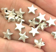 10 Star Beads Antique Silver Plated Metal Star Beads (7 mm)  G4566