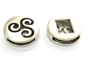 2 Antique Silver Plated Metal Beads  2 Pcs (18 mm) G4567