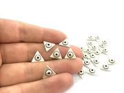 10 Pcs (11 mm) Antique Silver Plated Metal Triangle Beads   G4588