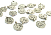 10 Silver Charms Antique Silver Plated Ottoman Signature Charms  10 Pcs (10mm)  G4601