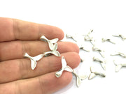 10 Silver Charms Antique Silver Plated Fishtail Charms 10 Pcs (17x16mm)   G8637