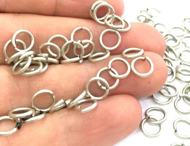 50 Silver Jumpring Antique Silver Plated Brass Strong jumpring ,Findings (8 mm) G4626