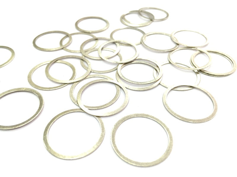 10 Pcs (22mm) Antique Silver Plated Brass Circle Charms   G4620