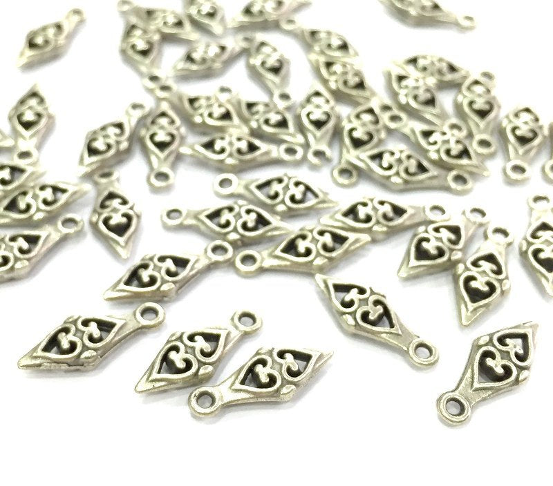 20 Pcs (14x6mm) Antique Silver Plated Metal Charms   G4628