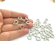 8 Silver Beads Antique Silver Plated Metal Rondelle Beads 8 Pcs (11 mm)   G4579