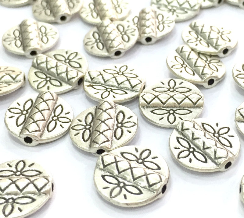 6 Pcs (13 mm) Antique Silver Plated Metal Beads   G4582