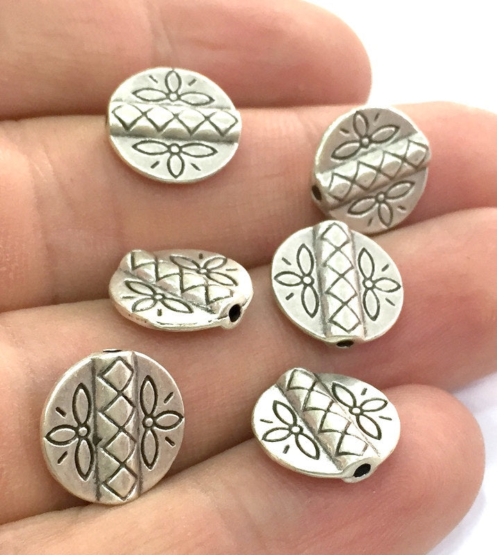 6 Pcs (13 mm) Antique Silver Plated Metal Beads   G4582