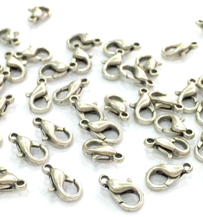 20 Silver Clasp Antique Silver Plated  Lobster Clasps , Findings  (10x6 mm)  G4650