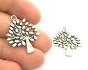 2 Pcs (30x24mm) Antique Silver Plated Tree Charms   G4592