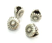 4 Pcs (10x7 mm) Antique Silver Plated Metal Flower Beads   G4607