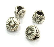 4 Pcs (10x7 mm) Antique Silver Plated Metal Flower Beads   G4607
