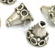 2 Pcs (12x10 mm) Antique Silver Plated Brass Cones , Findings G4616