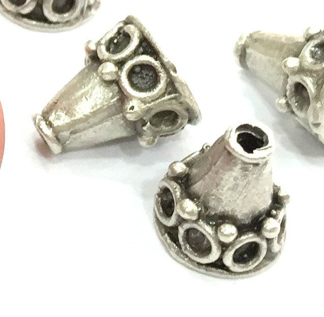 2 Pcs (12x10 mm) Antique Silver Plated Brass Cones , Findings G4616