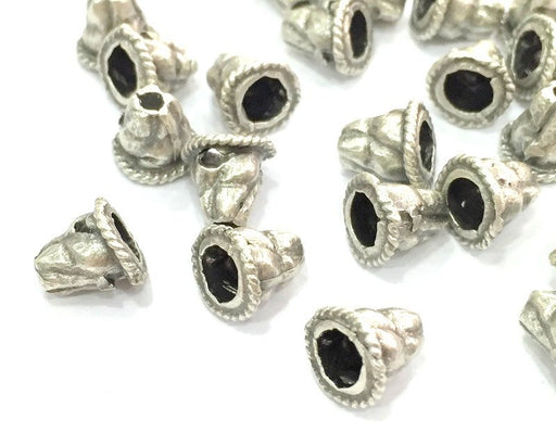 10 Pcs (8x8 mm) Antique Silver Plated Brass Cones , Findings G4617