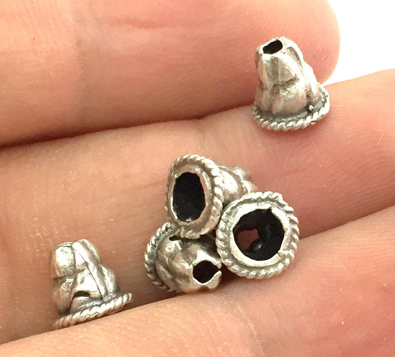 10 Pcs (8x8 mm) Antique Silver Plated Brass Cones , Findings G4617