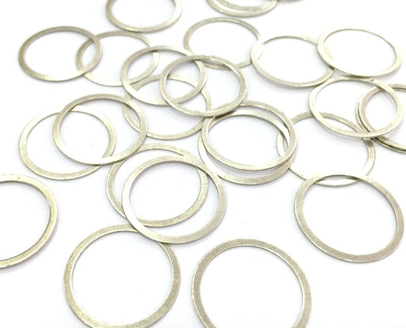 10 Pcs (22mm) Antique Silver Plated Brass Circle Charms   G4620