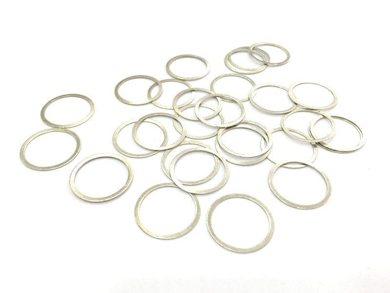 10 Pcs (22mm) Antique Silver Plated Brass Circle Charms   G4620