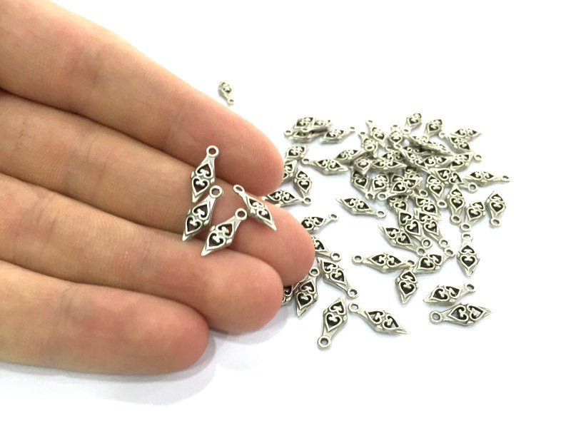 20 Pcs (14x6mm) Antique Silver Plated Metal Charms   G4628