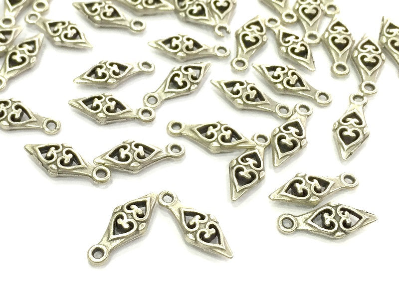 20 Pcs (14x6mm) Antique Silver Plated Metal Charms   G4628