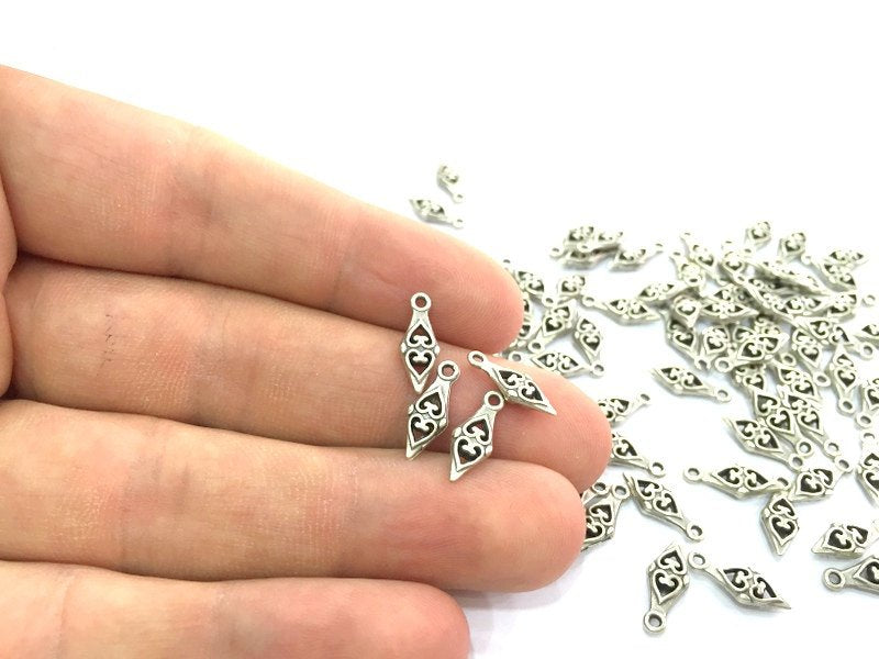 20 Pcs (14x6mm) Antique Silver Plated Metal Charms   G4628