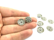 10 Bead Caps Antique Silver Plated Metal Large Caps , Findings  (16 mm)  G17227
