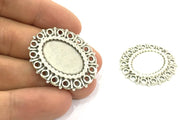 2 Pcs. Antique Silver Plated Mountings , Blanks (25x18 mm blank) G4670