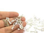 10 Antique Silver Plated Brass Key Charms 10 Pcs (20x8mm)   G4671