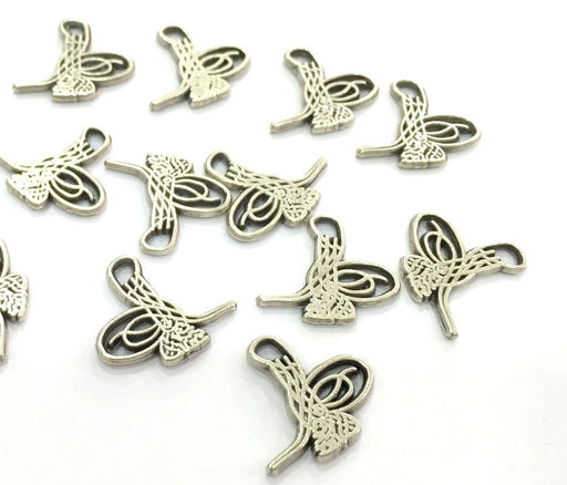 10 Antique Silver Plated Ottoman Signature Charms  10 Pcs (17x14mm)  G4672