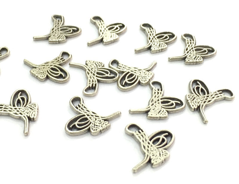 10 Antique Silver Plated Ottoman Signature Charms  10 Pcs (17x14mm)  G4672