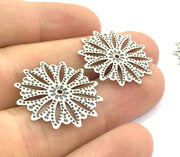 4 Pcs (25mm) Antique Silver Plated Brass Charms   G4674