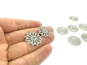 4 Pcs (25mm) Antique Silver Plated Brass Charms   G4674