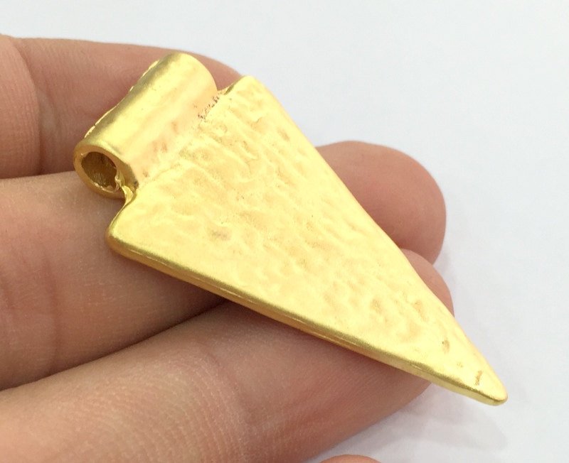 Large Triangle  Pendant (47x27mm) Gold Plated Metal  G4676