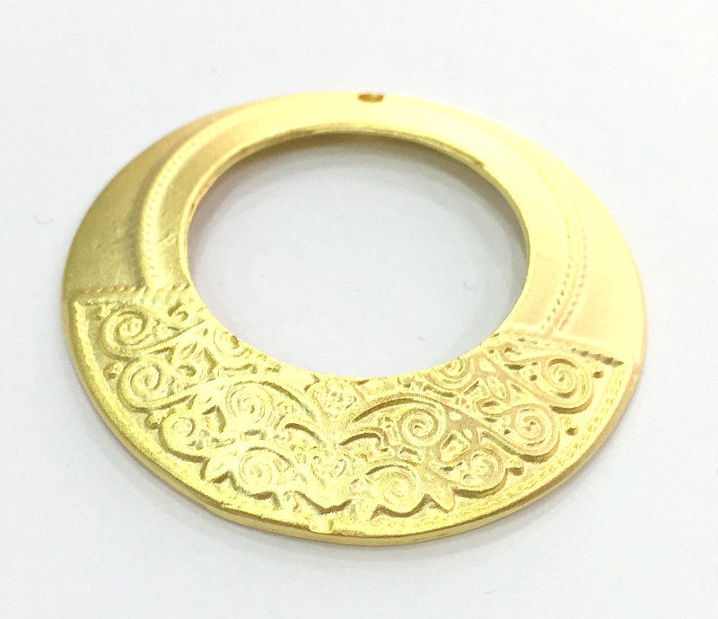 Patterned  Antique  Pendant (45mm) Gold Plated Metal  G4680