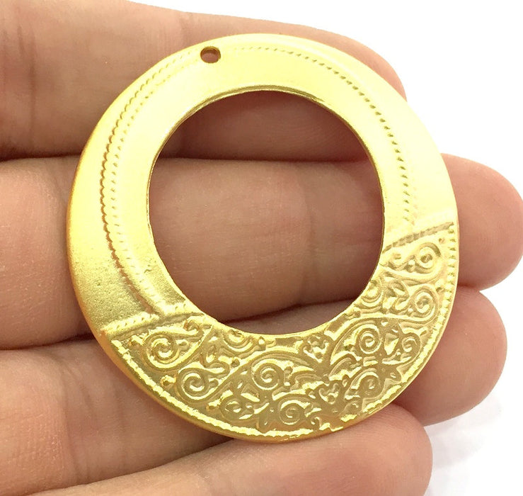 Patterned  Antique  Pendant (45mm) Gold Plated Metal  G4680