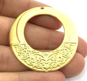 Patterned  Antique  Pendant (45mm) Gold Plated Metal  G4680