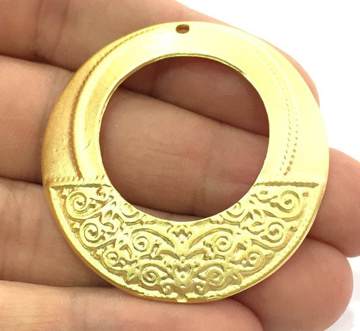 Patterned  Antique  Pendant (45mm) Gold Plated Metal  G4680