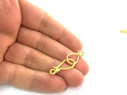 Gold Hook Clasp Findings 4 Pcs (2 sets) (24x12mm) , Gold Plated Brass  G4704
