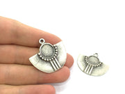 2 Silver Pendant Tribal Patterned Pendant Blank Antique Silver Pendant (36x33mm) Antique Silver Plated Metal  G4711