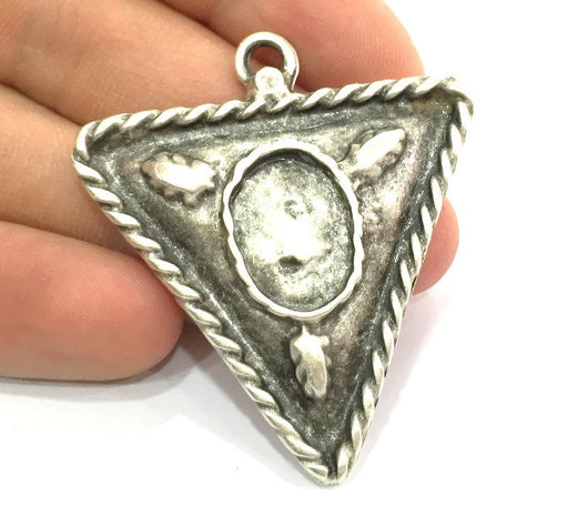 Antique  Triangle  Pendant (52x46mm) Antique Silver Plated Metal  G4712