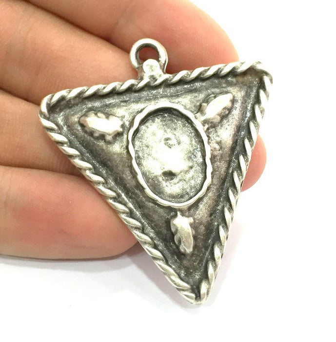 Antique  Triangle  Pendant (52x46mm) Antique Silver Plated Metal  G4712